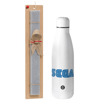 SEGA, Πασχαλινό Σετ, μεταλλικό παγούρι Inox (700ml) & πασχαλινή λαμπάδα αρωματική πλακέ (30cm) (ΓΚΡΙ)
