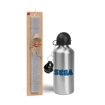 SEGA, Easter Set, metallic silver aluminum water bottle (500ml) & aromatic flat Easter candle (30cm) (GRAY)