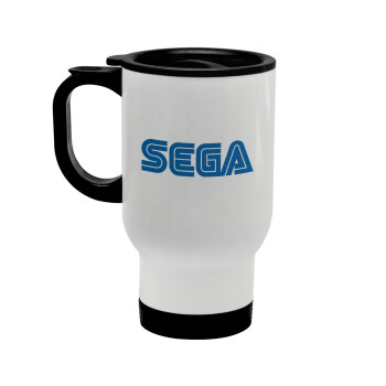 SEGA, Stainless steel travel mug with lid, double wall white 450ml