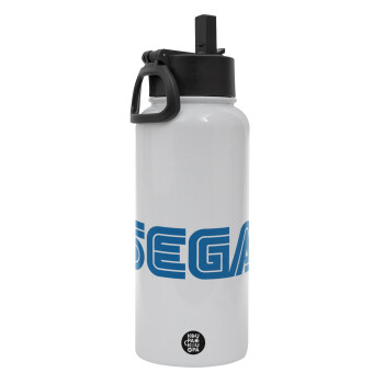 SEGA, Metal mug thermo White with Straw and Spout Lid (Stainless steel), double wall, 950ml