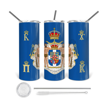 Hellas kingdom, 360 Eco friendly stainless steel tumbler 600ml, with metal straw & cleaning brush