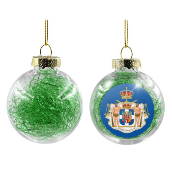 Hellas kingdom, Transparent Christmas tree ball ornament with green filling 8cm