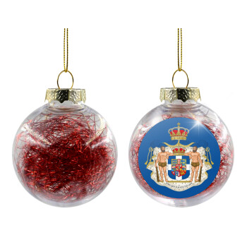 Hellas kingdom, Transparent Christmas tree ball ornament with red filling 8cm