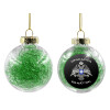 Transparent Christmas tree ball ornament with green filling 8cm