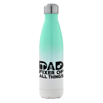 DAD, fixer of all thinks, Metal mug thermos Green/White (Stainless steel), double wall, 500ml