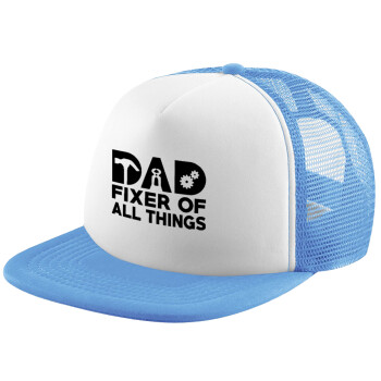 DAD, fixer of all thinks, Child's Soft Trucker Hat with Blue/White Mesh (POLYESTER, CHILD, ONE SIZE)