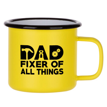 DAD, fixer of all thinks, Metallic enamel MATT Yellow cup 360ml