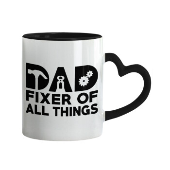 DAD, fixer of all thinks, Mug heart black handle, ceramic, 330ml