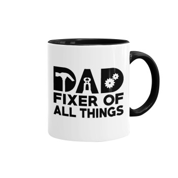 DAD, fixer of all thinks, Mug colored black, ceramic, 330ml