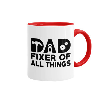 DAD, fixer of all thinks, Mug colored red, ceramic, 330ml