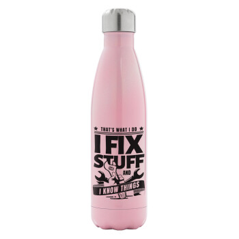 I fix stuff, Metal mug thermos Pink Iridiscent (Stainless steel), double wall, 500ml