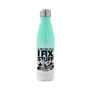 I fix stuff, Metal mug thermos Green/White (Stainless steel), double wall, 500ml