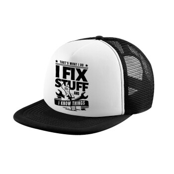 I fix stuff, Καπέλο Ενηλίκων Soft Trucker με Δίχτυ Black/White (POLYESTER, ΕΝΗΛΙΚΩΝ, UNISEX, ONE SIZE)