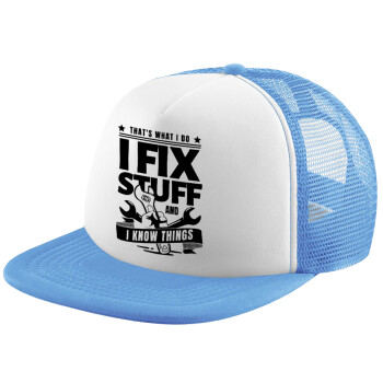 I fix stuff, Καπέλο Soft Trucker με Δίχτυ Γαλάζιο/Λευκό