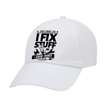 I fix stuff, Καπέλο Ενηλίκων Baseball Λευκό 5-φύλλο (POLYESTER, ΕΝΗΛΙΚΩΝ, UNISEX, ONE SIZE)