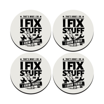 I fix stuff, SET of 4 round wooden coasters (9cm)