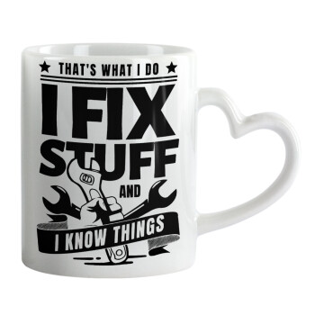 I fix stuff, Mug heart handle, ceramic, 330ml