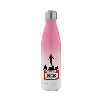 Running up that hill, Stranger Things, Metal mug thermos Pink/White (Stainless steel), double wall, 500ml