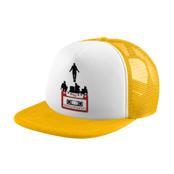 Running up that hill, Stranger Things, Adult Soft Trucker Hat with Yellow/White Mesh (POLYESTER, ADULT, UNISEX, ONE SIZE)