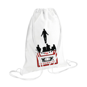 Running up that hill, Stranger Things, Backpack pouch GYMBAG white (28x40cm)