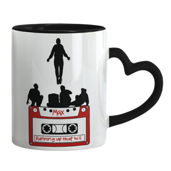 Running up that hill, Stranger Things, Mug heart black handle, ceramic, 330ml