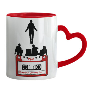 Running up that hill, Stranger Things, Mug heart red handle, ceramic, 330ml