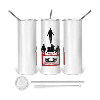 Running up that hill, Stranger Things, Tumbler stainless steel 600ml, with metal straw & cleaning brush