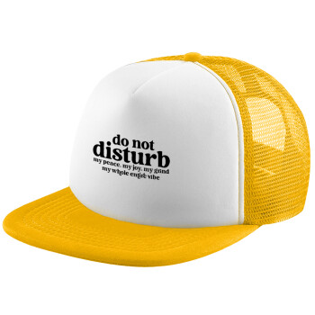 Do not disturb, Adult Soft Trucker Hat with Yellow/White Mesh (POLYESTER, ADULT, UNISEX, ONE SIZE)