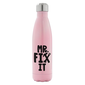 Mr fix it, Μεταλλικό παγούρι θερμός Ροζ Ιριδίζον (Stainless steel), διπλού τοιχώματος, 500ml