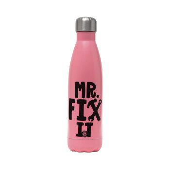 Mr fix it, Μεταλλικό παγούρι θερμός Ροζ Ματ (Stainless steel), διπλού τοιχώματος, 500ml