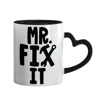 Mr fix it, Mug heart black handle, ceramic, 330ml
