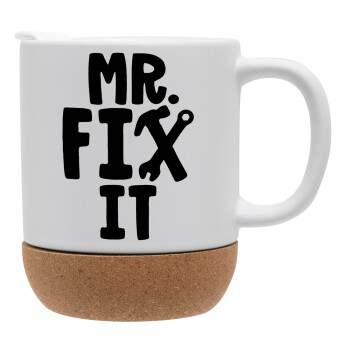 Mr fix it, Κούπα, κεραμική με βάση φελού και καπάκι (ΜΑΤ), 330ml (1 τεμάχιο)