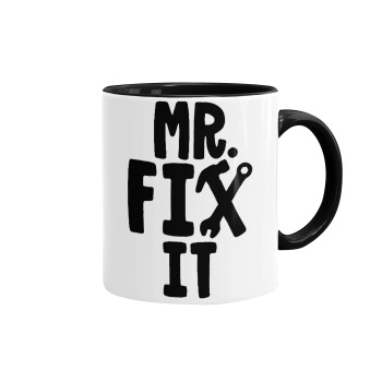 Mr fix it, Mug colored black, ceramic, 330ml