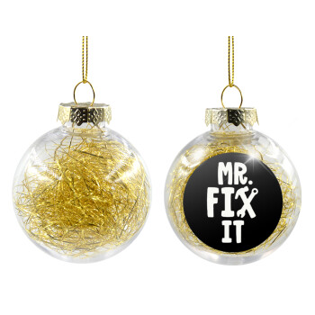 Mr fix it, Transparent Christmas tree ball ornament with gold filling 8cm