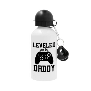 Leveled to Daddy, Metal water bottle, White, aluminum 500ml