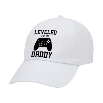 Leveled to Daddy, Καπέλο Ενηλίκων Baseball Λευκό 5-φύλλο (POLYESTER, ΕΝΗΛΙΚΩΝ, UNISEX, ONE SIZE)