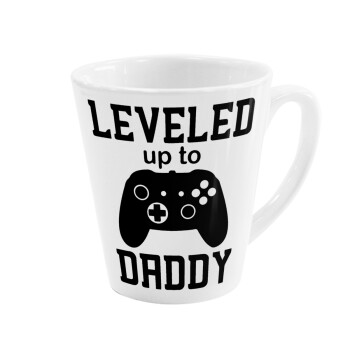 Leveled to Daddy, Κούπα κωνική Latte Λευκή, κεραμική, 300ml