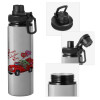 Metallic water bottle with safety cap, 850ml aluminum