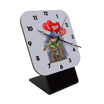 Yoda, i love you, Επιτραπέζιο ρολόι ξύλινο με δείκτες (10cm)