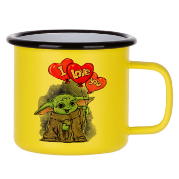 Yoda, i love you, Metallic enamel MATT Yellow cup 360ml