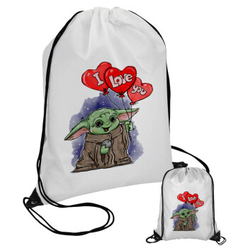 Yoda, i love you, Τσάντα πουγκί με μαύρα κορδόνια (1 τεμάχιο)