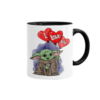 Yoda, i love you, Mug colored black, ceramic, 330ml