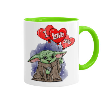 Yoda, i love you, Κούπα χρωματιστή βεραμάν, κεραμική, 330ml