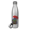 Metallic Glitter Silver Thermos Flask (Stainless steel), double-walled, 500ml