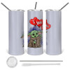 Tumbler stainless steel 600ml, with metal straw & cleaning brush