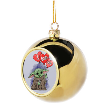 Yoda, i love you, Golden Christmas tree ball ornament 8cm