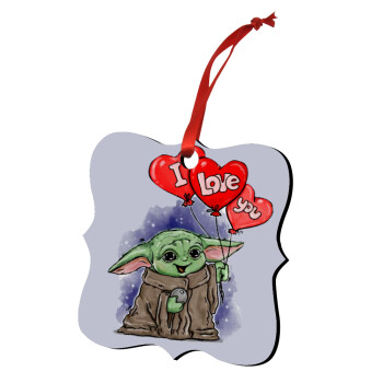 Yoda, i love you, Christmas ornament polygon wooden 7.5cm