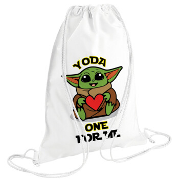 Yoda, one for me , Τσάντα πλάτης πουγκί GYMBAG λευκή (28x40cm)