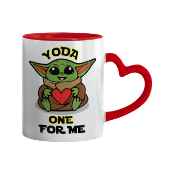 Yoda, one for me , Mug heart red handle, ceramic, 330ml