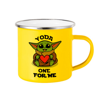 Yoda, one for me , Κούπα Μεταλλική εμαγιέ Κίτρινη 360ml